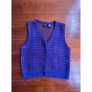 Vintage Lizsport Mohair Sweater Vest Purple Fuzzy Knit Australia M